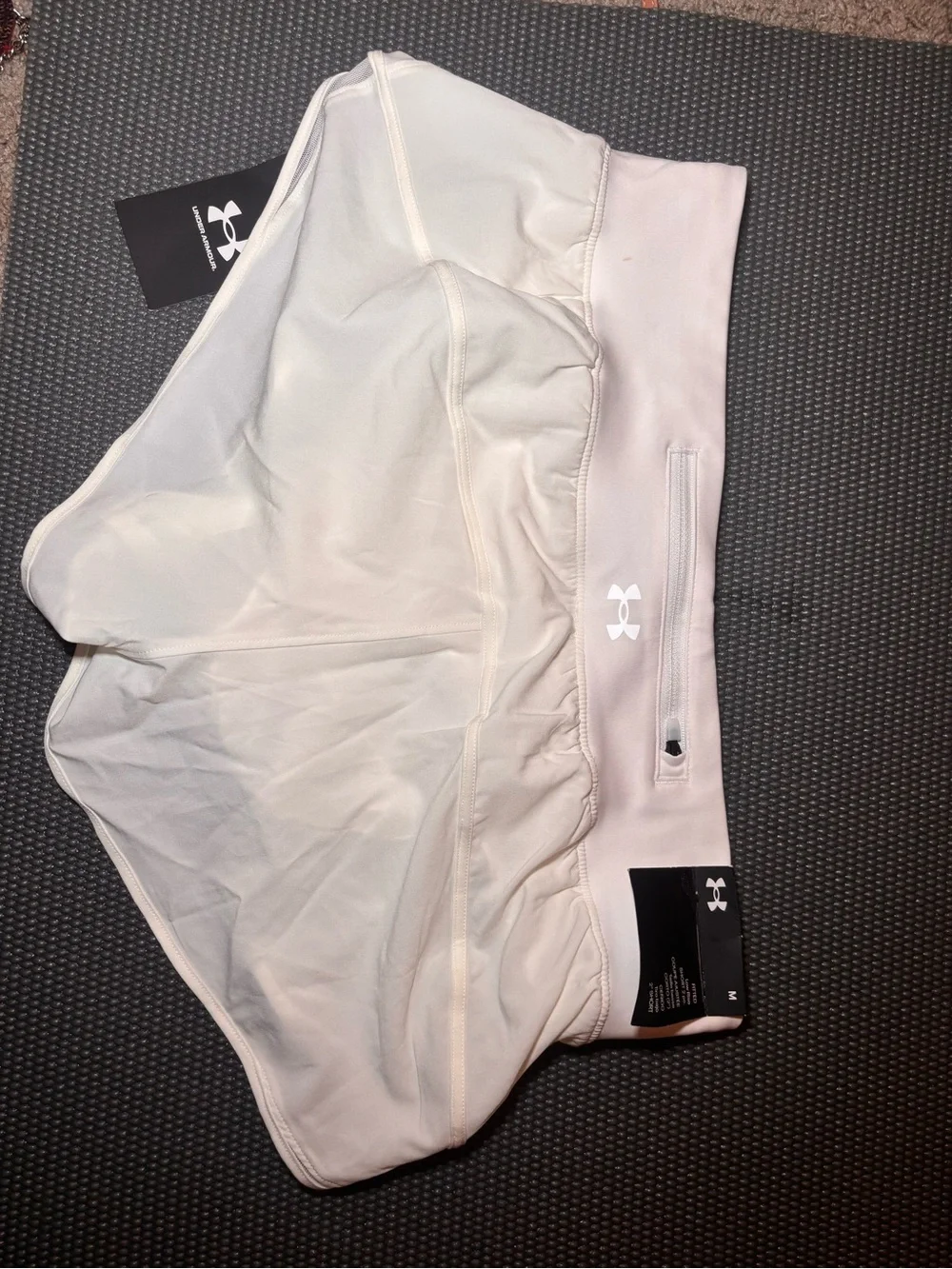Under Armour Women’s White Athletic Running Shorts with Built-In Liner